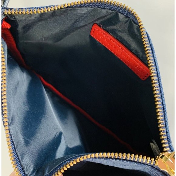 Tommy Hilfiger Womens Wristlet Makeup Bag Wallet Navy Blue TH Monogram Jacquard - Picture 8 of 11